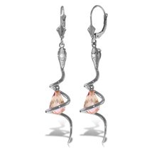 Galaxy Gold GG 4.56 CT. 14K White Gold Snake Earrings with Dangling Briolette Pi - £750.58 GBP