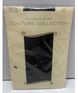 Victoria&#39;s Secret VINTAGE Black Back Seam Small Couture Pantyhose NEW - $9.90