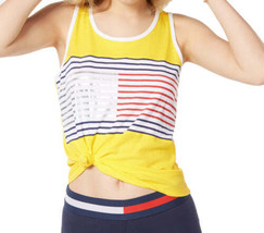 Tommy Hilfiger Womens Activewear Sport Striped Knot Top Size-Small,Lemonade - £31.08 GBP