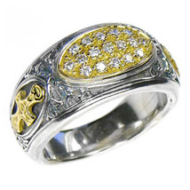 Gerochristo 2620 - Gold, Silver &amp; Diamonds Medieval-Byzantine Cross Ring... - $1,190.00