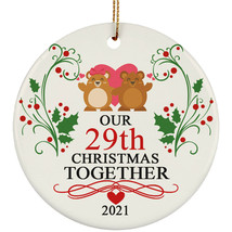 Our 29th Christmas Together 29 Year Anniversary Bear Couple Love Circle Ornament - £15.54 GBP