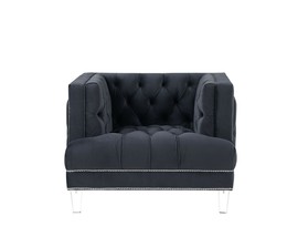 Ansario Tufted Chair, Charcoal Velvet Sofa, Nailhead Trim, Charcoal Gray - £473.23 GBP