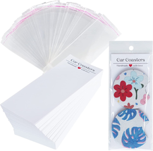 100PCS Car Coaster Packaging for Selling, Sublimation Blanks Car Coasters Cards  - £15.57 GBP