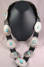 Navajo Sterling Silver Turquoise Concho Belt Native Vintage Old Pawn c1980s - £1,167.73 GBP