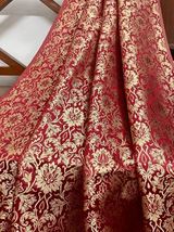 Indian Brocade fabric Red &amp; Gold Fabric Wedding Fabric, Abaya Fabric - NF08 - $7.49+