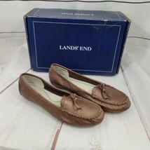 Lands&#39; End Women&#39;s Leather Comfort Moccasin Metallic Bronze Size 6M - £23.74 GBP