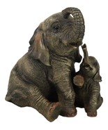 Jungle Shower Safari Savanna Elephant Mother and Calf with Trunks Up Fig... - $31.42 CAD