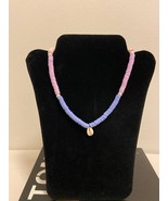 Heishi beaded necklace shell enamel &amp; pearl polymer disc coloured pink p... - £11.79 GBP