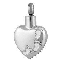 Stainless Steel Foot Print Cremation Urn Pendant for Ashes w/20-inch Necklace - £71.93 GBP