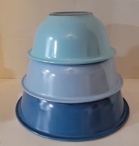 3 Vintage Pyrex Moody Blues 325 2.5l 323 1.5l 322 1l Glass Mixing Bowls - $58.41