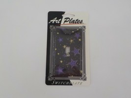 ART PLATES SWITCHPLATE LIGHT SWITCH COVER PURPLE &amp; YELLOW STARS CONSTELL... - £9.72 GBP