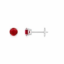 Natural Ruby Solitaire Stud Earrings for Women in 14K Gold (Grade-AAA , 3MM) - £365.56 GBP