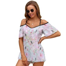 Mondxflaur Floral T Shirts for Women Short Sleeve Spaghetti Strap Top Cl... - £18.37 GBP