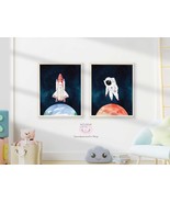 Space Wall Art Printable, Astronaut Rocket Mars Earth Planet Art Print |... - $7.00