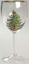 4 Spode Christmas Tree Wine Goblet Glass Pedestal Gold Santa Claus - £31.28 GBP