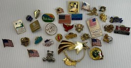 Vintage Lot Of Various Pins American Flags Avon Birds Frog Cheerleading ... - $20.10