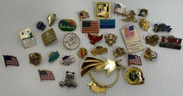 Vintage Lot Of Various Pins American Flags Avon Birds Frog Cheerleading 33 Pins - $20.10