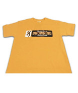 Youth Browning Ripped Label Buckmark T-Shirt Boys Girls Gold Tee Size M ... - $10.99