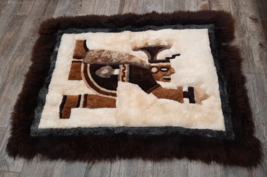 Vintage Peruvian 100% Alpaca Fur Tapestry Rug Hand-made 35&quot;x47&quot; READ - $100.98