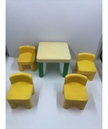 Little Tikes Vtg Dollhouse Kitchen Furniture Table with Green Legs 4 Cha... - $14.80