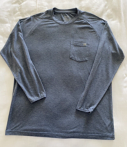 Huk Shirt Size Large Blue Long Sleeve Performance Fishing T-Shirt Pocket Stretch - £15.37 GBP