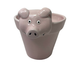 1998 Lotus Pink Pig Ceramic Planter Pot 4.75 inches high - £12.87 GBP