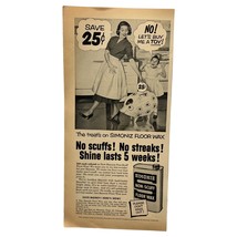 Simoniz Floor Wax Vintage Print Ad 50s Housecleaning Home Decor - $17.49