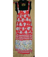 RED SUNDRESS WITH BLUE FLOWERS WITH SHOULDER TIES   - £7.96 GBP