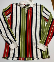 Pacsun Long Sleeve Striped Bright Colored Polo Shirt Retro style 90&#39;s Si... - £10.16 GBP