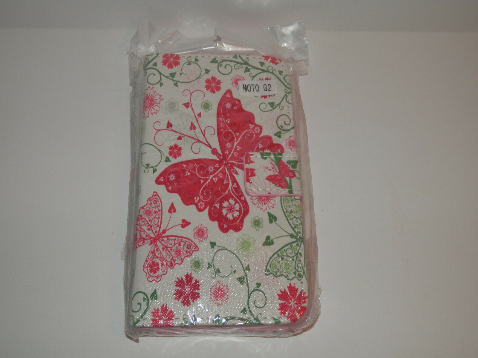Motorola Moto G2 Cell Phone Case - Butterfly Pink White Green (Like New) - $6.89