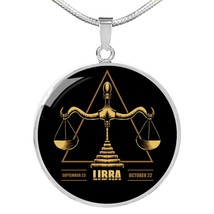 Libra Astrological Zodiac Sign Necklace Stainless Steel or 18k Gold 18-22&quot; - $37.95+