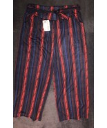 Womens Lightweight Palazzo Cropped Black, Red, Blue Stripes Summer Pants... - £11.86 GBP