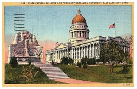 State Capital Building Mormon Battalion Monument Salt Lake City Postcard Posted - £5.42 GBP
