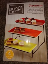 Gibson Home Crenshaw Stoneware 3 Tier Serving Set with Rack - £19.87 GBP