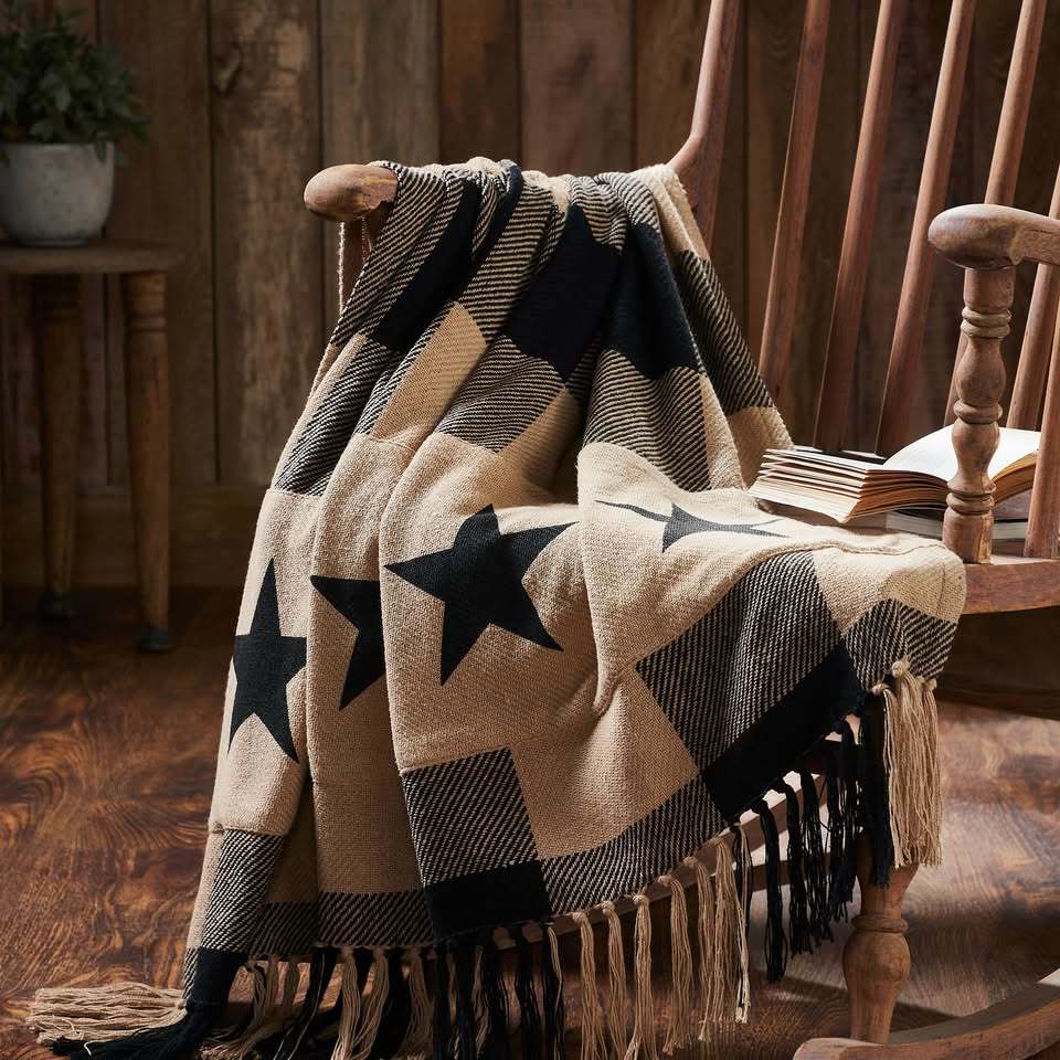New Country Star Black Throw Blanket