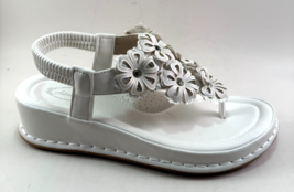 Atalina DD1403 White Mid Wedge Thong Slip On Sandals - $49.99