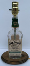 Classic JD Rye Whiskey Liquor Bottle TABLE LAMP w/ Wood Base, Bar Lounge Decor - £41.38 GBP