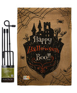 Happy Halloween Boo Burlap - Impressions Decorative Metal Garden Pole Flag Set G - $33.97