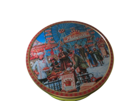 Jacobsens Danish Butter Cookies Collectible Tin Fair Scene  10&quot;Diameter ... - £8.88 GBP