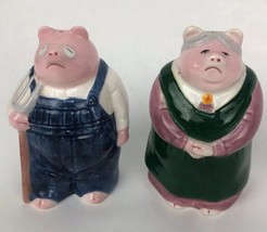 Vintage Farmer Salt and Pepper Shakers - Pigs Pig - American Gothic Portrait - £23.97 GBP