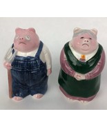 Vintage Farmer Salt and Pepper Shakers - Pigs Pig - American Gothic Port... - $29.99