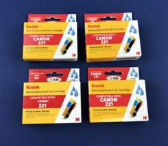 Lot of 4 Cartridges Kodak Ink Cartridge 221 - CLI-221C-KD, Cyan - £21.94 GBP