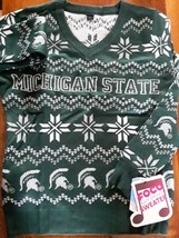 Michigan State Spartans Ncaa Womens Light Up V-NECK Bluetooth Sweater S,M,&amp; Lrg - £35.39 GBP