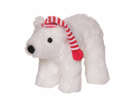 Manhattan Toy Holiday White Polar Bear Red Stripe Hat Cap B EAN Bag 2016 5&quot; 8&quot; - £21.80 GBP