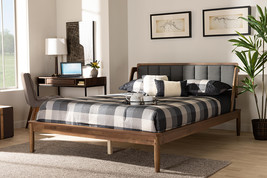 Verina Dark Gray Fabric Upholstered and Walnut Finished Full Size Platfo... - $9,278.07 MXN