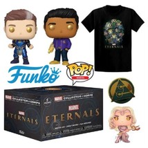 New Funko Marvel Eternals Subscription Box w/ Lrg Shirt 2 Pops 1 Pin 1 Decal Nib - £23.18 GBP
