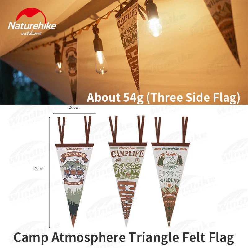 Naturehike 3 Flag Ultralight Camping Atmosphere Pennant Portable Picnic Party - £17.00 GBP