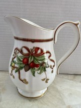Tiffany &amp; Co 1996 Holiday Pitcher Creamer Japan Holly Gold Trim Christma... - $99.00