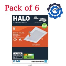 New Eaton HALO Pack of 6 LED 6&quot; Square Recessed Direct Mount HLB6S099301... - $46.71