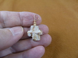(CR502-46) 3/4&quot; Fairy Stone Pendant Christian Cross Staurolite Crystal Gold - £16.20 GBP